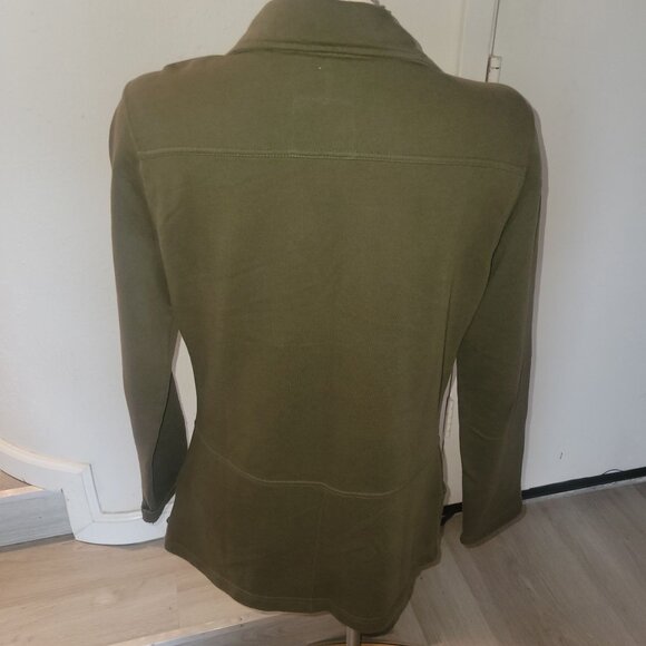 PRANA Vintage Olive Green Double-Breasted Military-Inspired Jacket Buttoned Pock - Picture 7 of 9